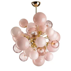 Lampadario Lady V 32 Luci in Vetro Rosa