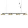 Lampadario lineare in vetro di champagne a quattro luci da lounge
