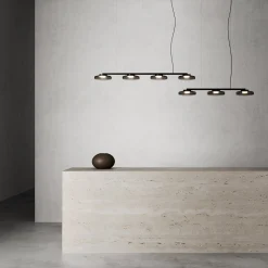 Lampadario lineare in vetro grigio scuro a quattro luci Lounge