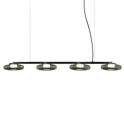 Lampadario lineare in vetro grigio scuro a quattro luci Lounge