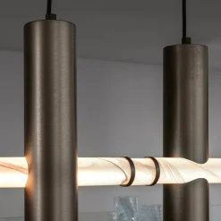 Lampadario Lineare Luxor in Acciaio Inossidabile con Cinque Luci