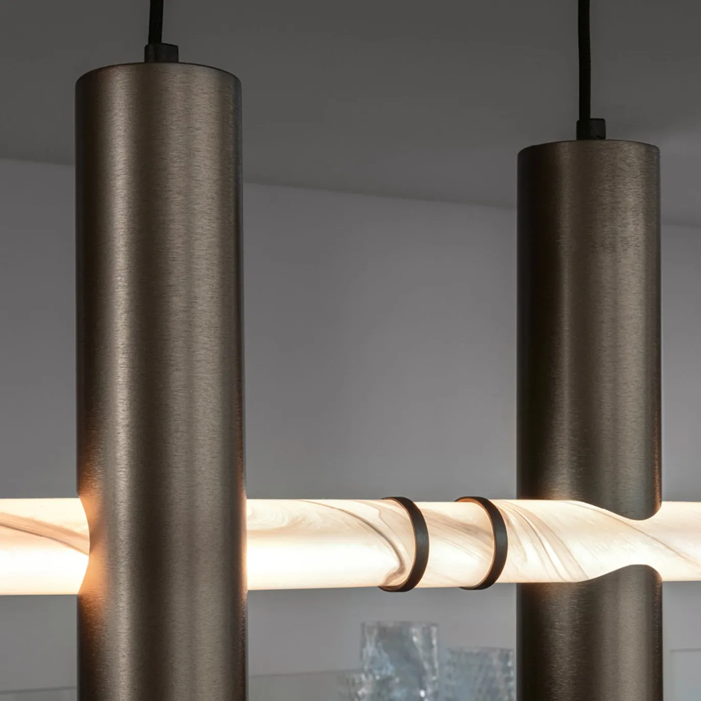 Lampadario Lineare Luxor in Acciaio Inossidabile con Cinque Luci