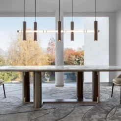Lampadario Lineare Luxor in Acciaio Inossidabile con Cinque Luci