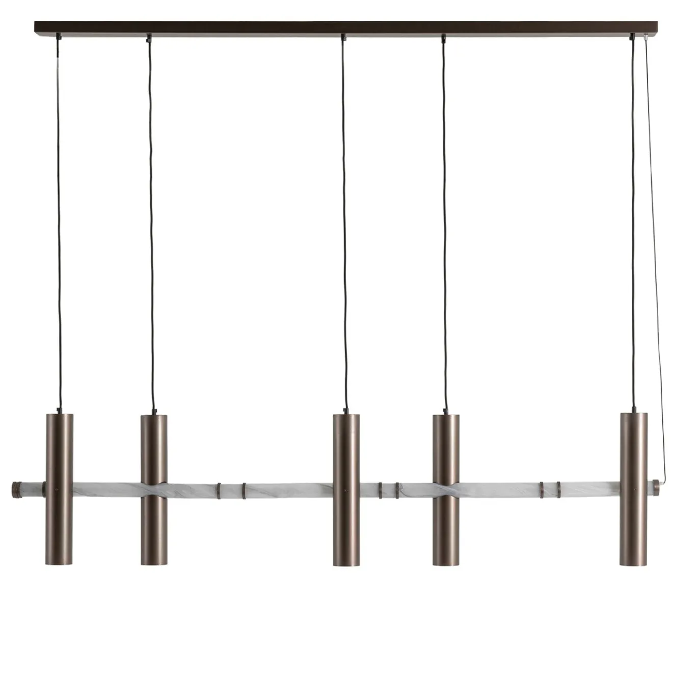 Lampadario Lineare Luxor in Acciaio Inossidabile con Cinque Luci