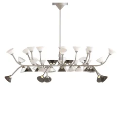 Lampadario Linfa Asimmetrico Lungo Argento