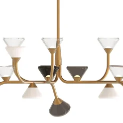Lampadario Linfa asimmetrico corto bronzo