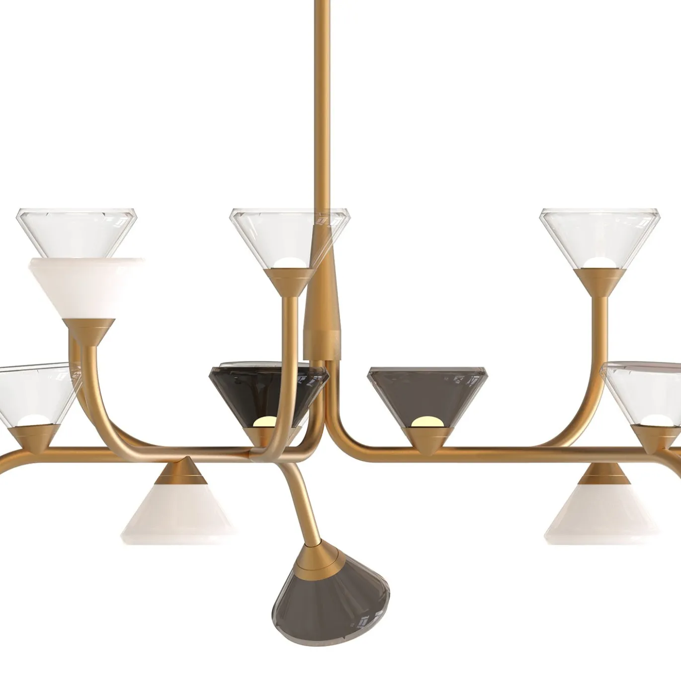 Lampadario Linfa asimmetrico corto bronzo
