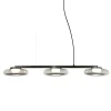 Lampadario Lounge lineare grigio in vetro a tre luci