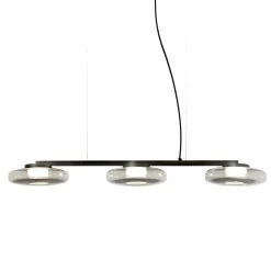 Lampadario Lounge lineare grigio in vetro a tre luci