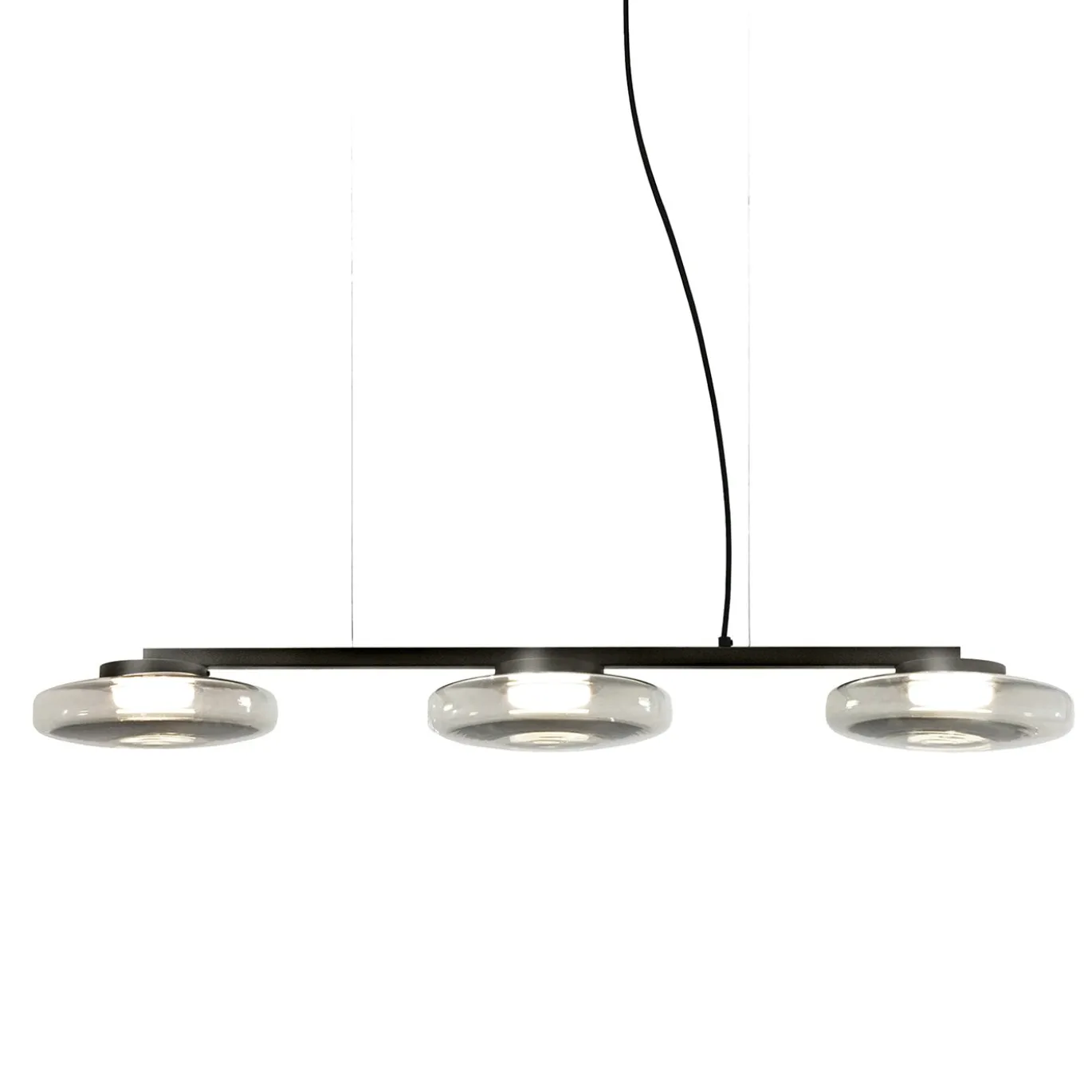 Lampadario Lounge lineare grigio in vetro a tre luci
