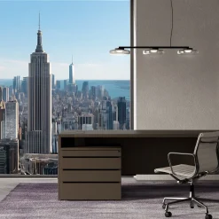 Lampadario Lounge lineare grigio in vetro a tre luci