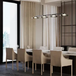 Lampadario Lounge Lineare in Vetro Grigio a Quattro Luci