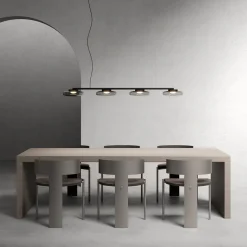 Lampadario Lounge Lineare in Vetro Grigio a Quattro Luci