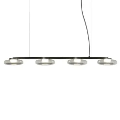 Lampadario Lounge Lineare in Vetro Grigio a Quattro Luci