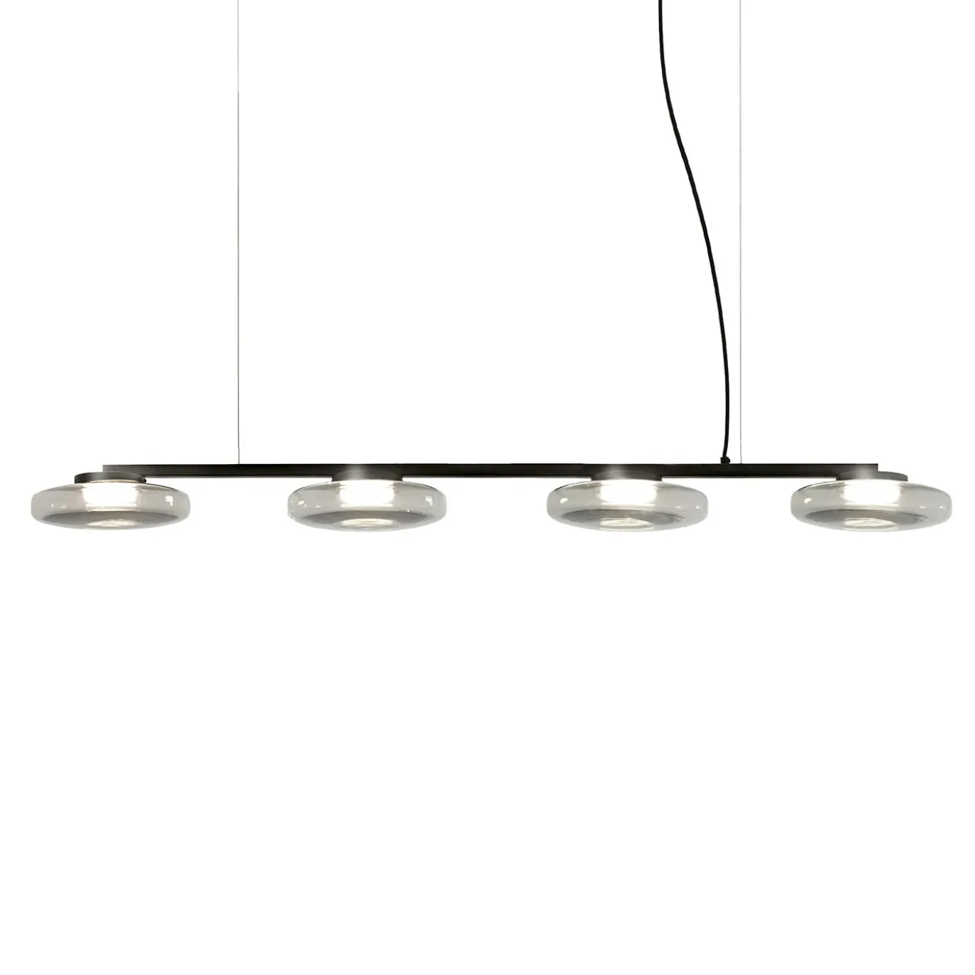 Lampadario Lounge Lineare in Vetro Grigio a Quattro Luci