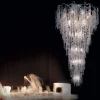 Lampadario lungo in argento Stardust