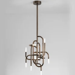 Lampadario Mangrove in bronzo spazzolato