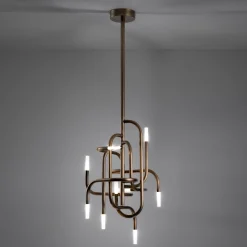 Lampadario Mangrove in bronzo spazzolato