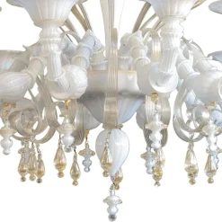 Lampadario Melanie Rezzonico in vetro bianco