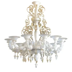 Lampadario Melanie Rezzonico in vetro bianco