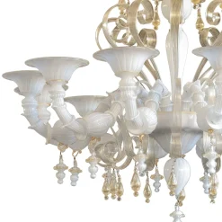 Lampadario Melanie Rezzonico in vetro bianco