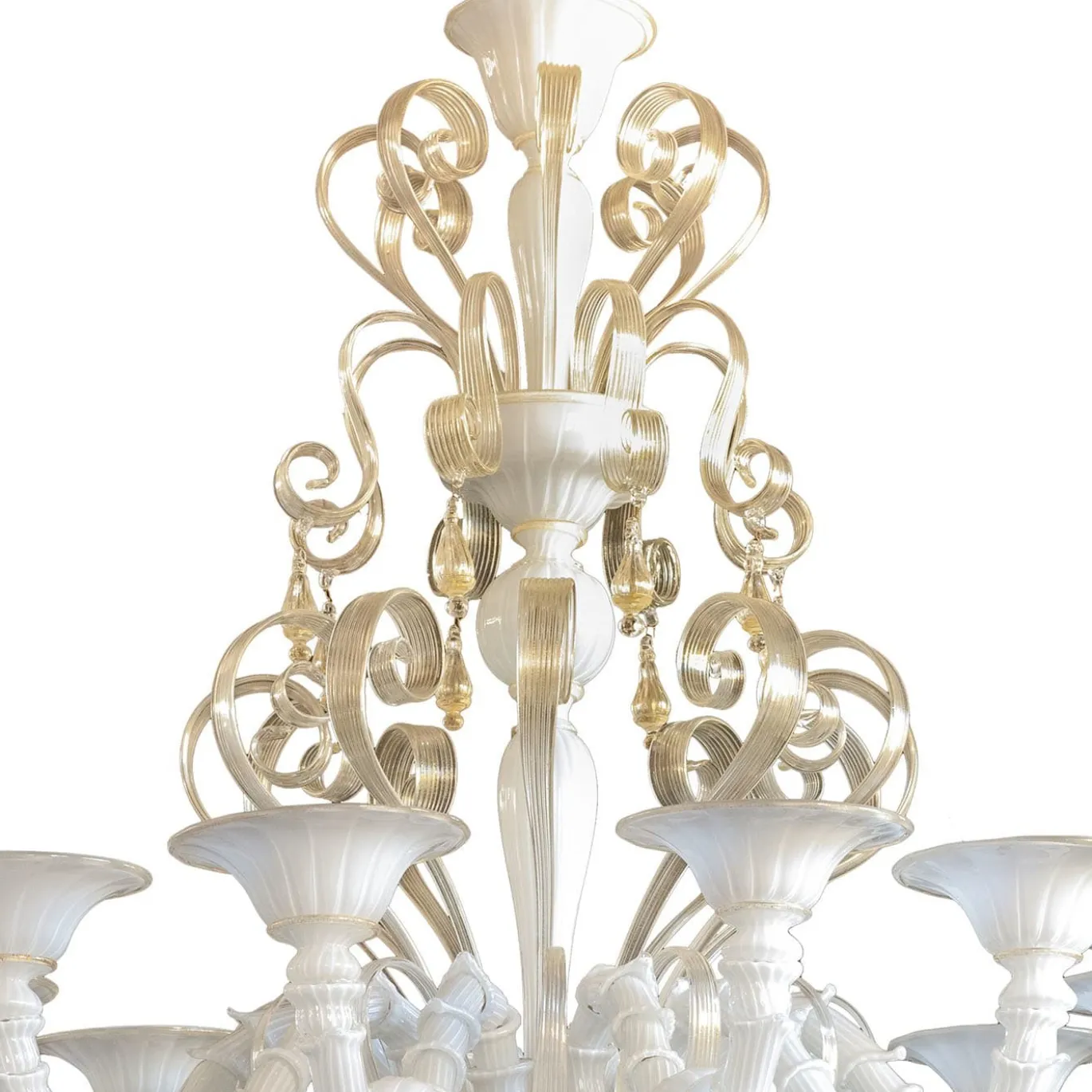 Lampadario Melanie Rezzonico in vetro bianco
