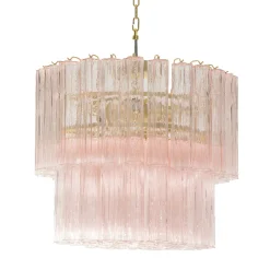 Lampadario Melba Rosa rotondo in vetro rosa