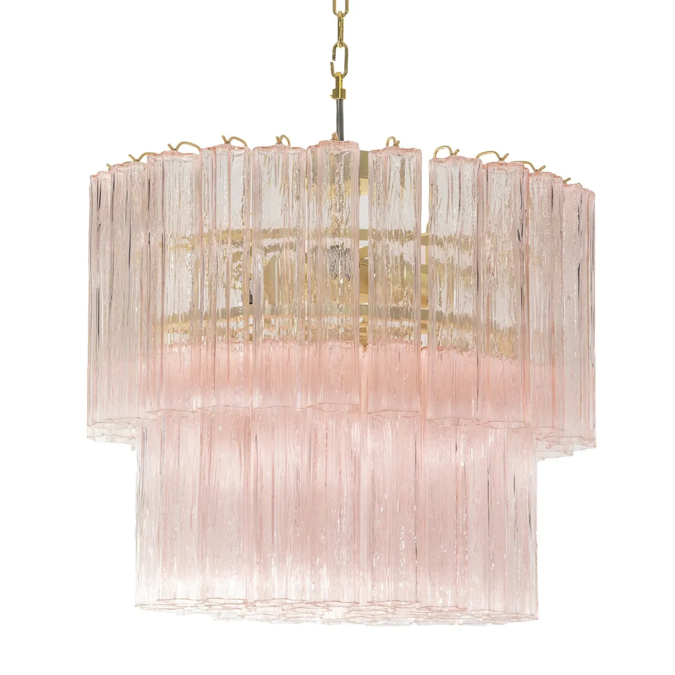 Lampadario Melba Rosa rotondo in vetro rosa