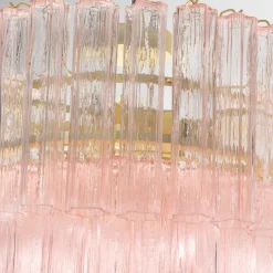 Lampadario Melba Rosa rotondo in vetro rosa