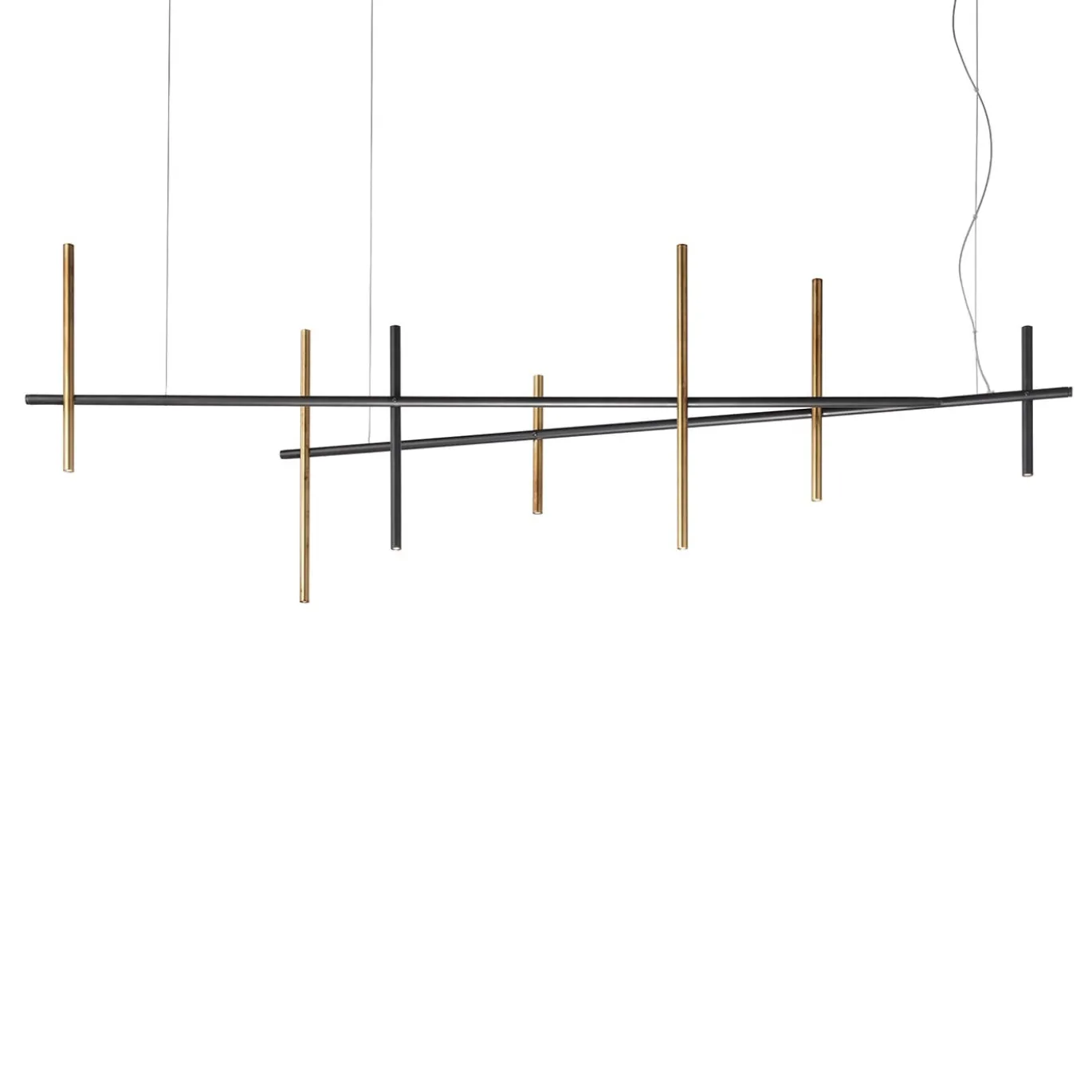 Lampadario Miu in corten brunito e oro anticato