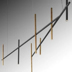 Lampadario Miu in corten brunito e oro anticato