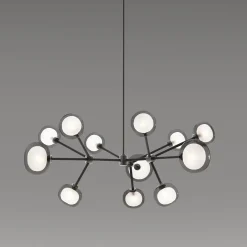 Lampadario Nabila a 12 luci in vetro fumé di Corrado Dotti
