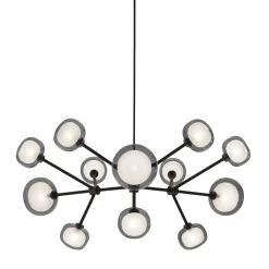 Lampadario Nabila a 12 luci in vetro fumé di Corrado Dotti