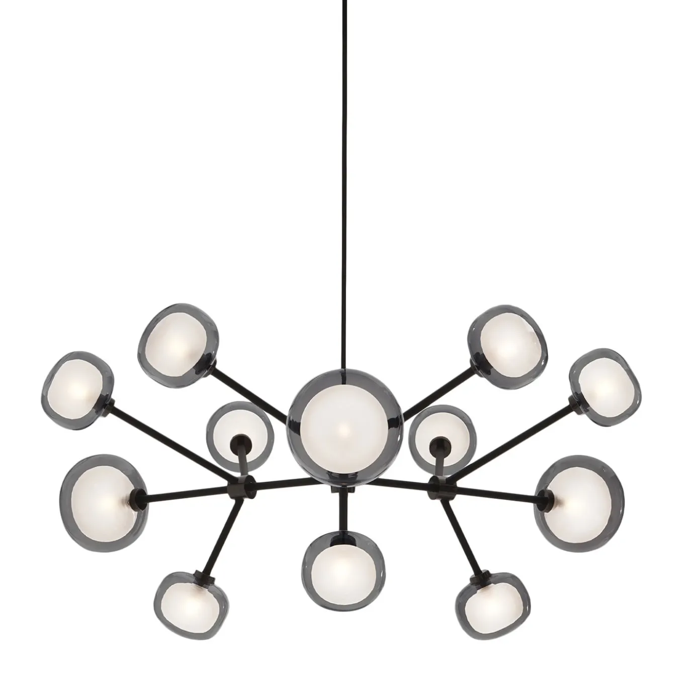 Lampadario Nabila a 12 luci in vetro fumé di Corrado Dotti