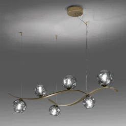 Lampadario Nature Gold con vetro Fumè
