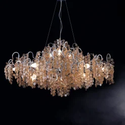 Lampadario Opera in oro e ambra