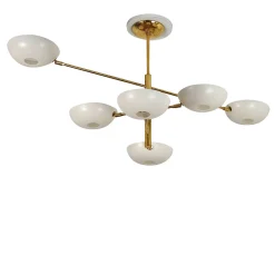 Lampadario Orbitale Doppio in ottone a sei braccia