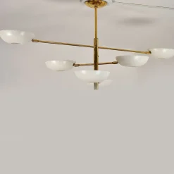 Lampadario Orbitale Doppio in ottone a sei braccia