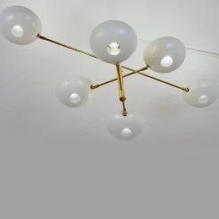 Lampadario Orbitale Doppio in ottone a sei braccia