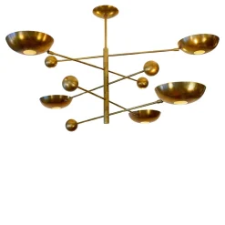 Lampadario Orbitale in Ottone con 5 bracci bilanciati rotanti