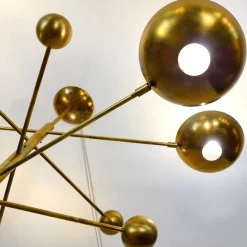 Lampadario Orbitale in Ottone con 5 bracci bilanciati rotanti