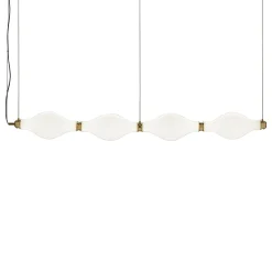 Lampadario orizzontale Dewy S4 in vetro bianco