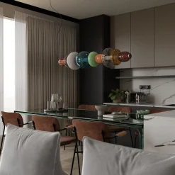 Lampadario Orizzontale Playground 9 in Vetro