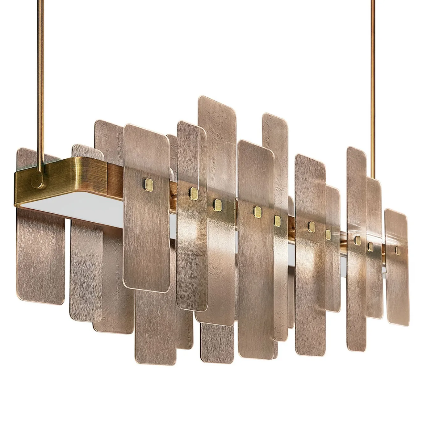 Lampadario Oscar in vetro bronzo