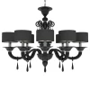 Lampadario ovale Donatello a 8 luci in vetro di Murano color nero