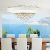 Lampadario ovale Groovy bianco e oro chiaro