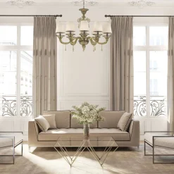 Lampadario ovale Vasari a 8 luci in vetro di Murano color fumè