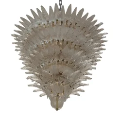 Lampadario Palme in vetro cristallo e ottone