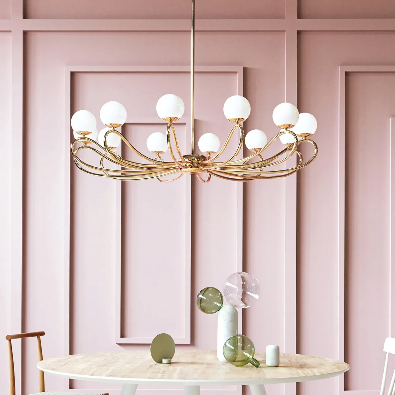 Lampadario Papillon 7207/12 in ottone di Matteo Zorzenoni