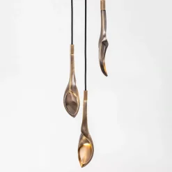 Lampadario Peacock in ottone a tre luci